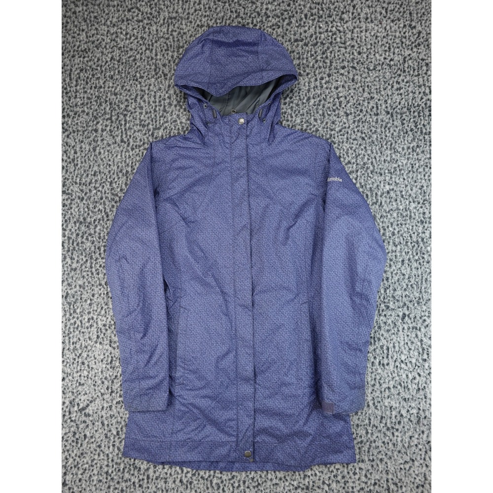 Columbia Rain Jacket Womens Small Purple Omni-Tech Waterproof Hooded Parka